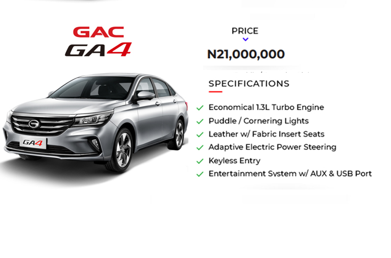 GAC GA3S Price list and spec