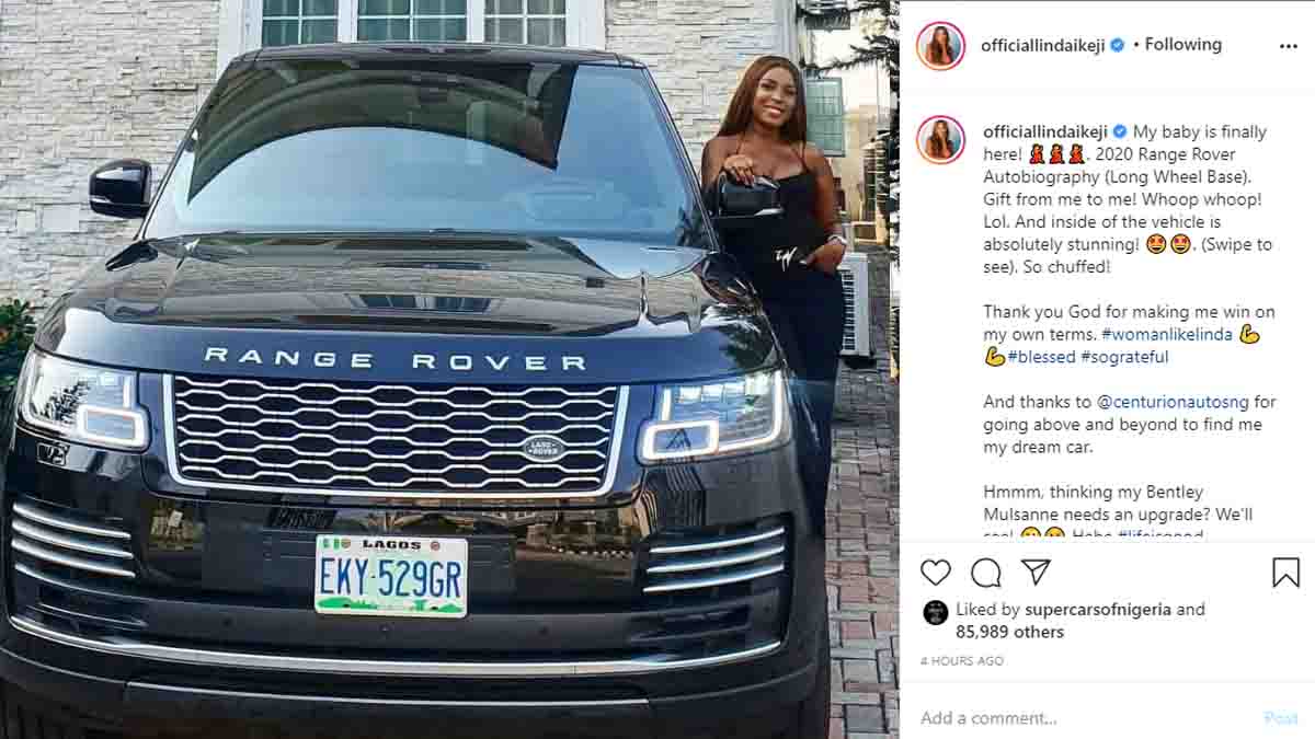 Linda Ikeji takes delivery of her 2020 Range Rover Autobiography