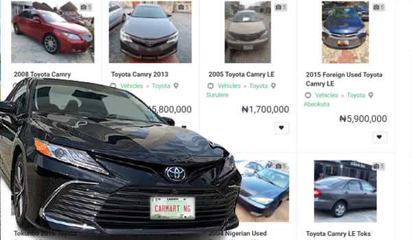 Toyota Camry Prices in Nigeria in October : Tokunbo, Nigerian Used