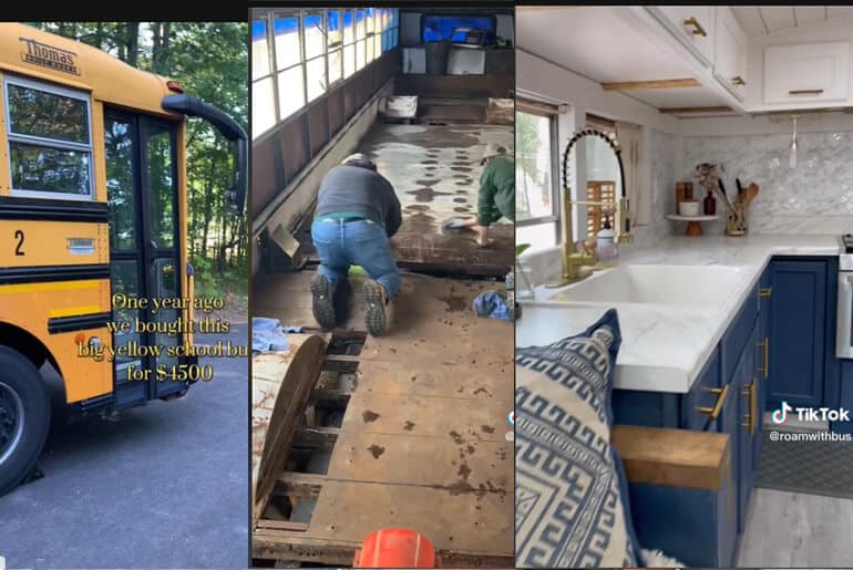 How Family Converts A Long School Bus Of 2 Million Into A Flat With Beds & Kitchen